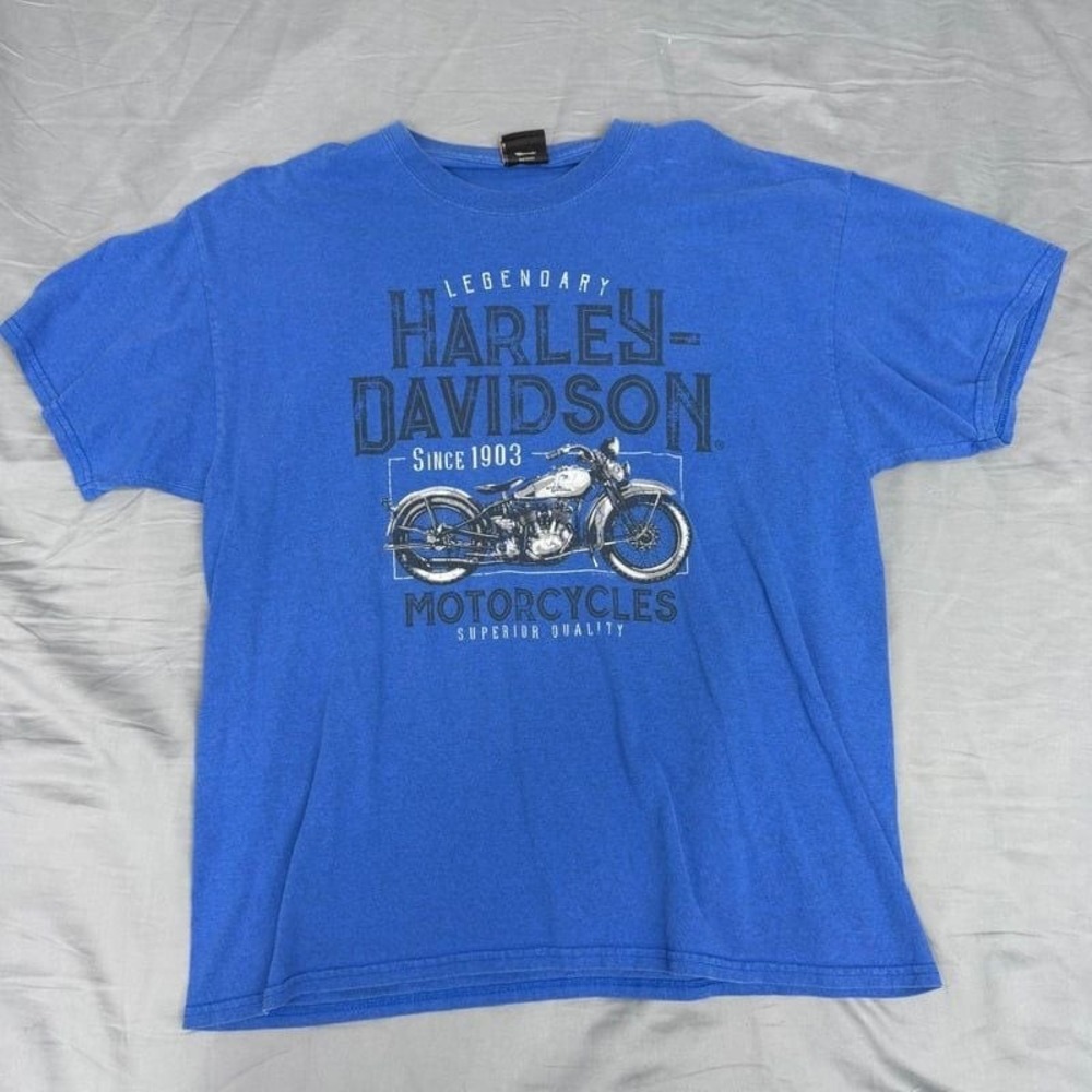 Harley Davidson River‎ City New Haven IN Blue Graphic T-Shirt Mens XL
